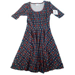 LuLaRoe Size Medium Nicole Dress NWT Short Sleeve M Green Yellow Orange Print